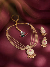 Gold Plated Kundan Multi Chain Necklace Set