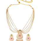 Gold Plated Kundan Multi Chain Necklace Set