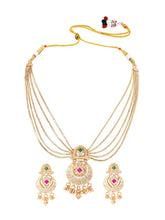 Gold Plated Kundan Multi Chain Necklace Set