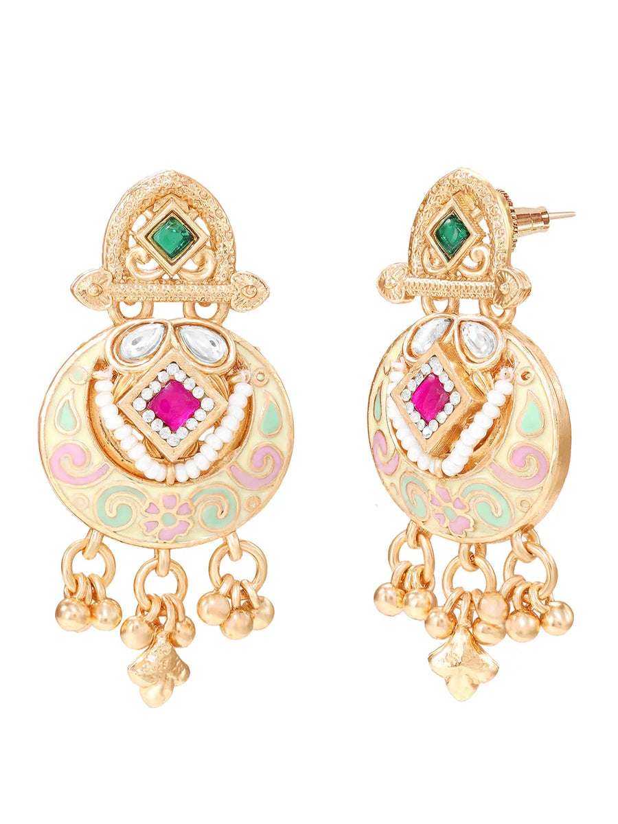 Gold Plated Kundan Multi Chain Necklace Set