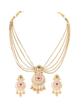 Gold Plated Kundan Multi Chain Necklace Set
