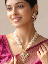 Gold Plated Floral Kundan Pearl Necklace Set