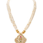 Gold Plated Floral Kundan Pearl Necklace Set