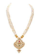 Gold Plated Floral Kundan Pearl Necklace Set