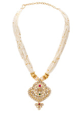 Gold Plated Floral Kundan Pearl Necklace Set
