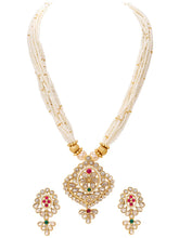 Gold Plated Floral Kundan Pearl Necklace Set