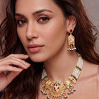 Gold Plated Peacock Pearl Necklace Set