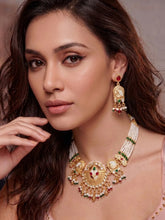 Gold Plated Peacock Pearl Necklace Set
