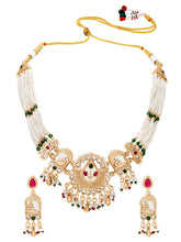 Gold Plated Peacock Pearl Necklace Set