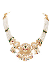 Gold Plated Peacock Pearl Necklace Set
