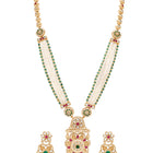 Gold Plated Regal Lotus Pearl Necklace Set