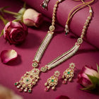 Gold Plated Regal Lotus Pearl Necklace Set