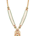 Gold Plated Regal Lotus Pearl Necklace Set