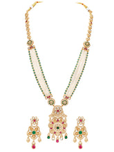 Gold Plated Regal Lotus Pearl Necklace Set
