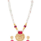 Gold Plated Ruby Pearl Kundan Necklace Set