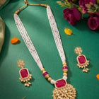 Gold Plated Ruby Pearl Kundan Necklace Set