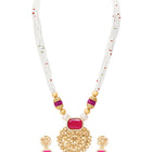 Gold Plated Ruby Pearl Kundan Necklace Set