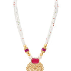 Gold Plated Ruby Pearl Kundan Necklace Set