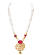 Gold Plated Ruby Pearl Kundan Necklace Set