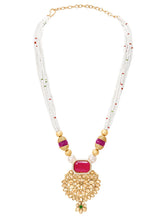 Gold Plated Ruby Pearl Kundan Necklace Set