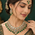 Gold Plated Kundan Bead Necklace Set for Women