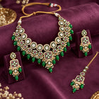Gold Plated Kundan Bead Necklace Set for Women