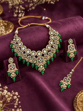 Gold Plated Kundan Bead Necklace Set for Women