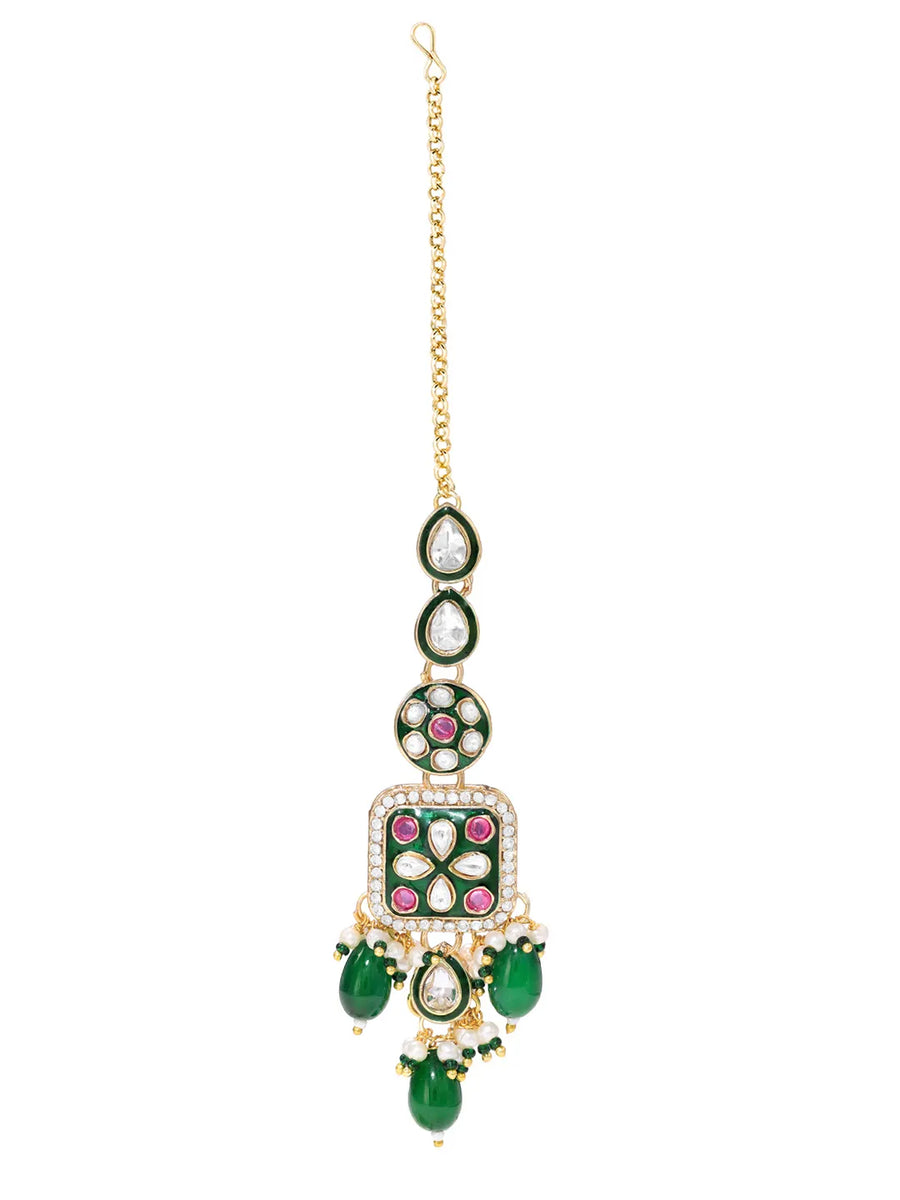 Gold Plated Kundan Bead Necklace Set for Women