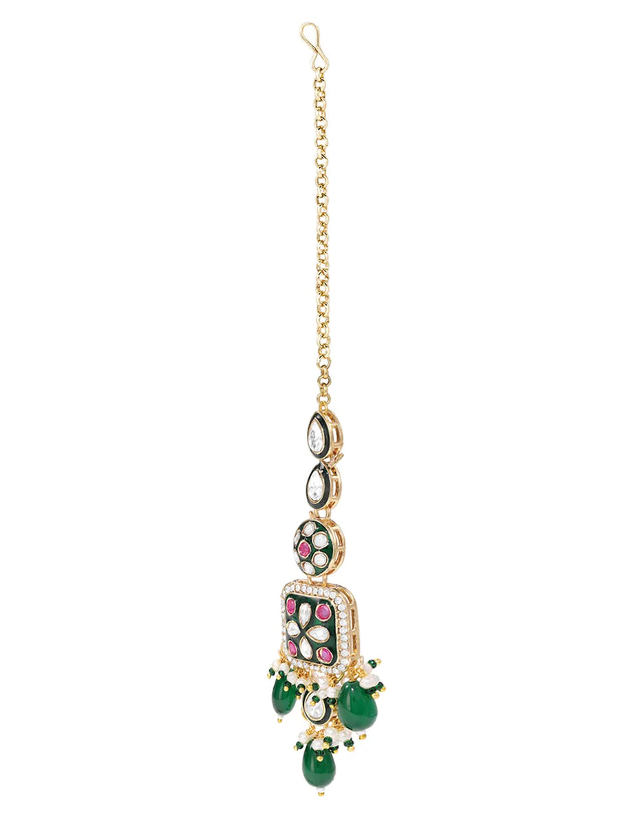 Gold Plated Kundan Bead Necklace Set for Women
