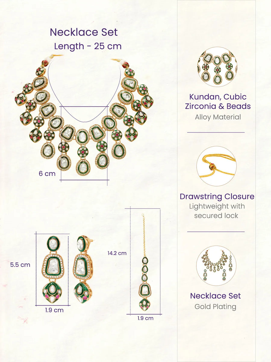 Gold Plated Kundan Meenakari Necklace Set