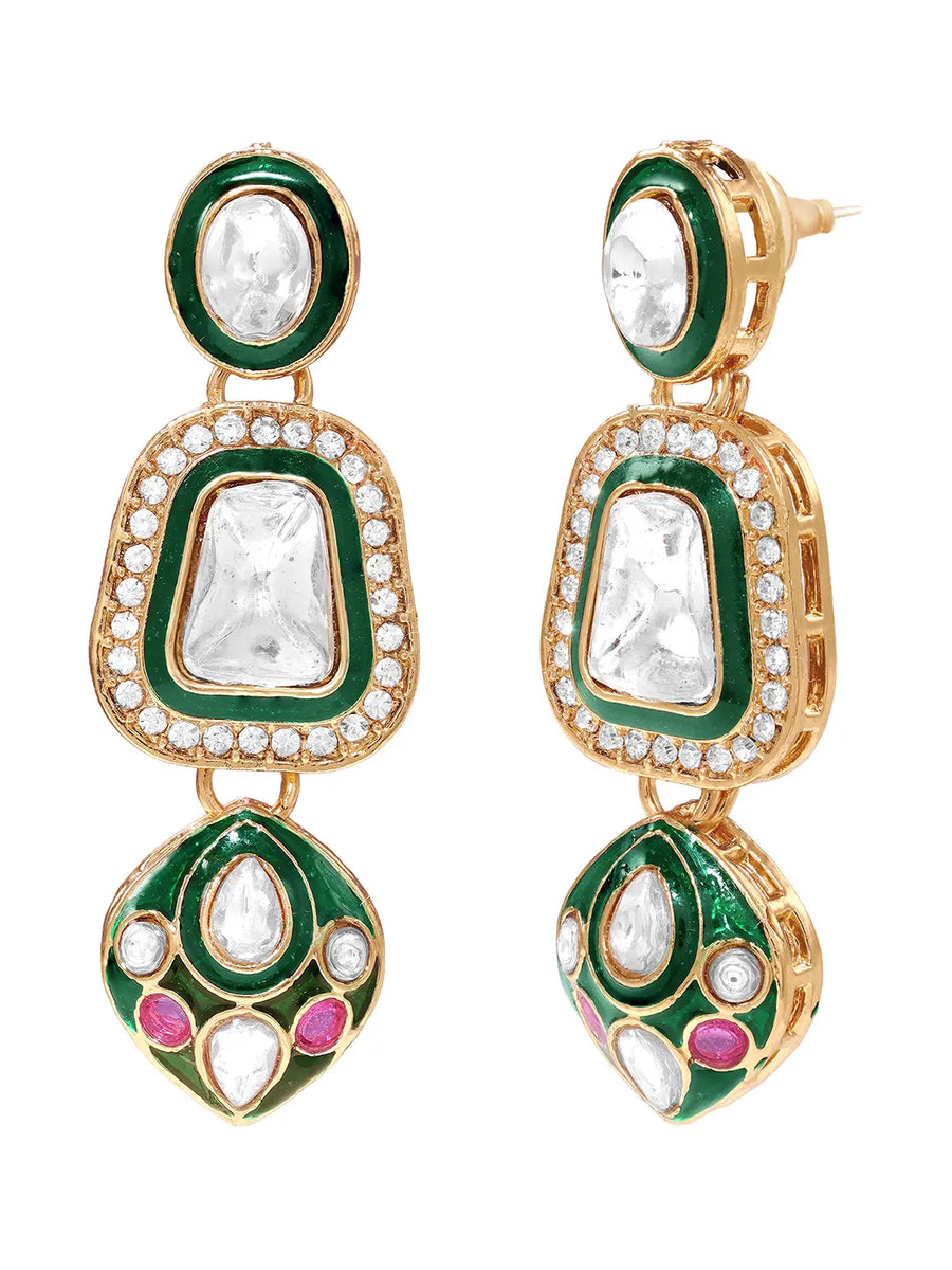 Gold Plated Kundan Meenakari Necklace Set