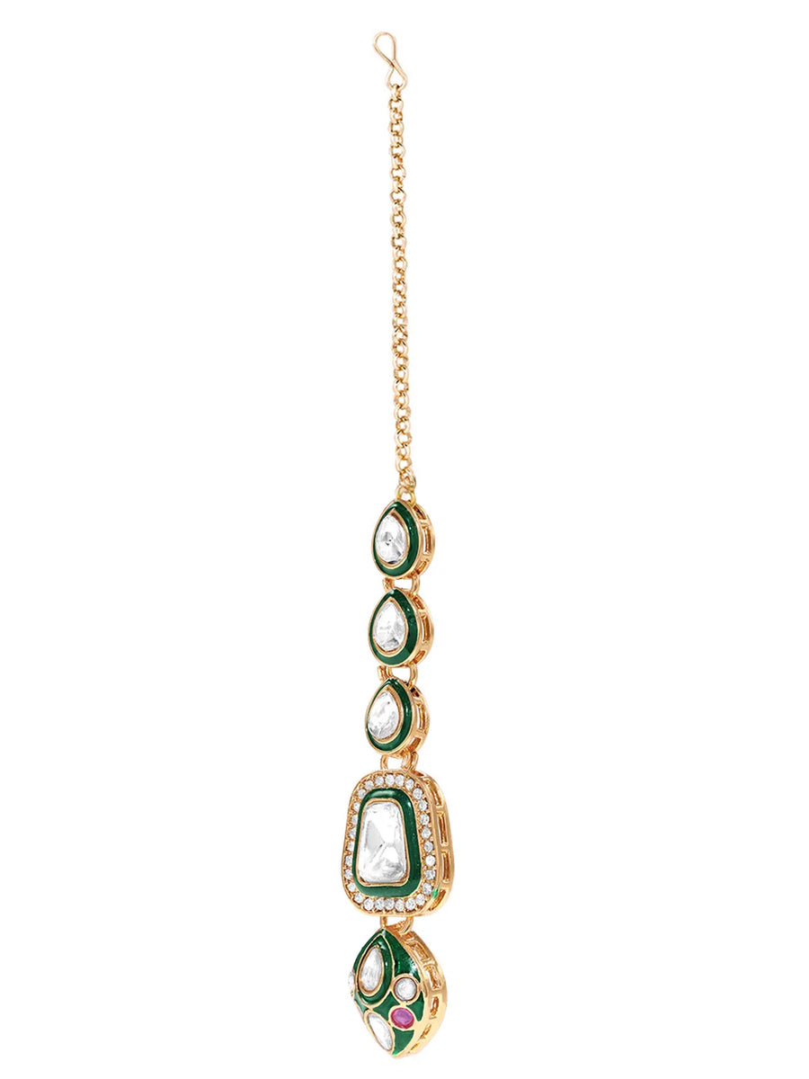 Gold Plated Kundan Meenakari Necklace Set