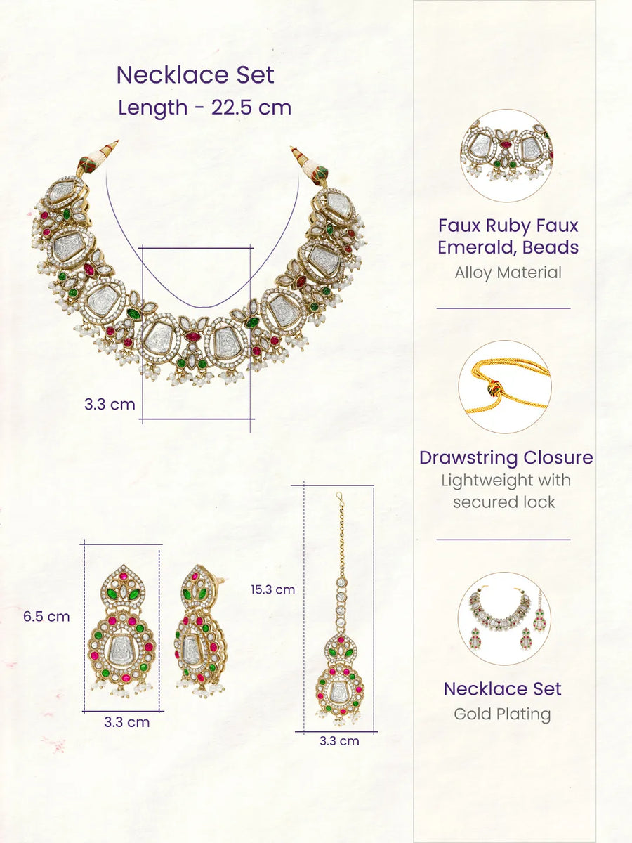 Gold Plated Pearl Kundan Necklace for Women