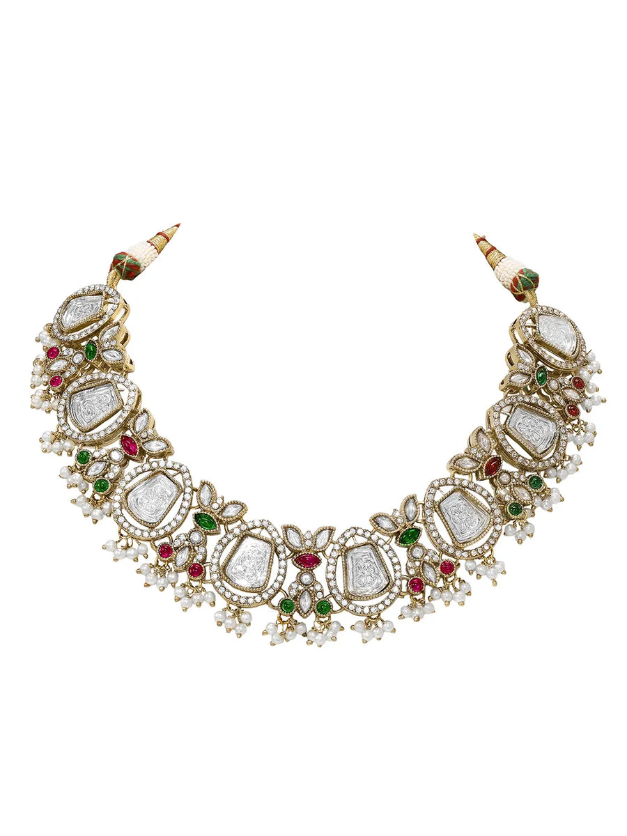 Gold Plated Pearl Kundan Necklace for Women