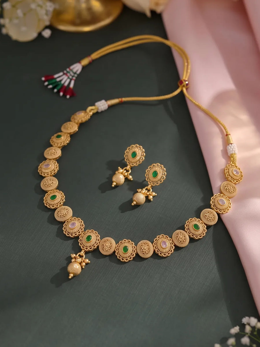 Gold Plated Antique Necklace Set for Women
