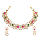 Gold Plated Ruby Emerald Kundan Necklace Set