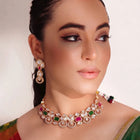 Gold Plated Ruby Emerald Kundan Necklace Set