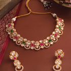 Gold Plated Ruby Emerald Kundan Necklace Set