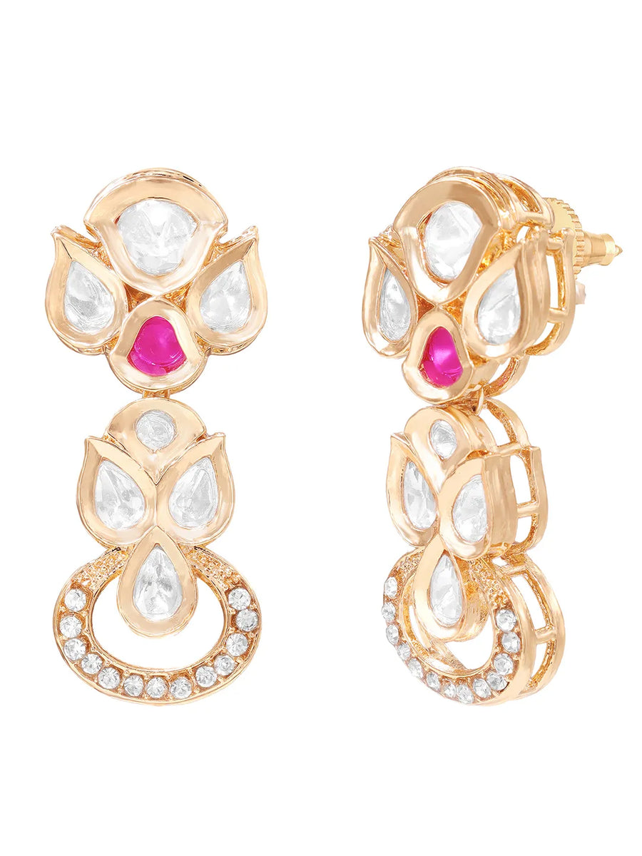 Gold Plated Ruby Emerald Kundan Necklace Set