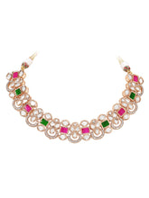 Gold Plated Ruby Emerald Kundan Necklace Set
