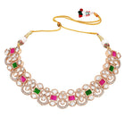 Gold Plated Ruby Emerald Kundan Necklace Set