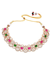 Gold Plated Ruby Emerald Kundan Necklace Set