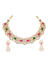 Gold Plated Ruby Emerald Kundan Necklace Set