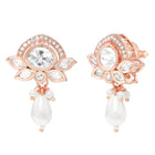 Rose Gold Plated White Pearl Kundan Necklace Set