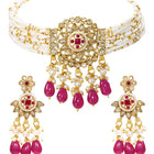 Gold Plated Ruby Crystal Bead Regal Necklace Set