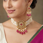 Gold Plated Ruby Crystal Bead Regal Necklace Set