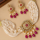 Gold Plated Ruby Crystal Bead Regal Necklace Set