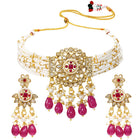 Gold Plated Ruby Crystal Bead Regal Necklace Set