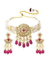 Gold Plated Ruby Crystal Bead Regal Necklace Set