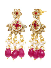 Gold Plated Ruby Crystal Bead Regal Necklace Set